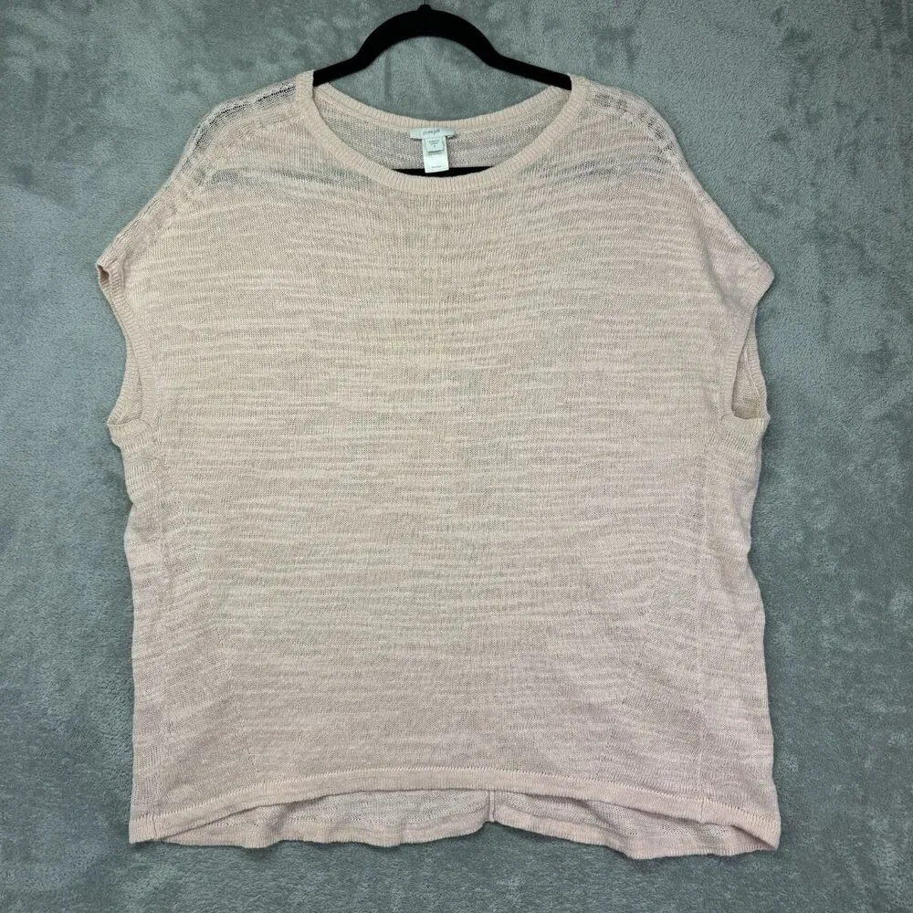 Pure Jill Top Women's Small Pink Linen Blend Cap Sleeve Lightweight Shirt Cute